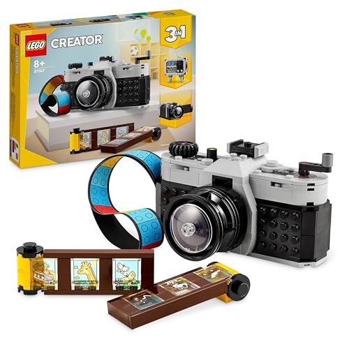 LEGO Creator 3 in 1 Fotocamera Retro, Macchina Fotografica Giocattolo da Costruire Trasformabile in Videocamera o TV