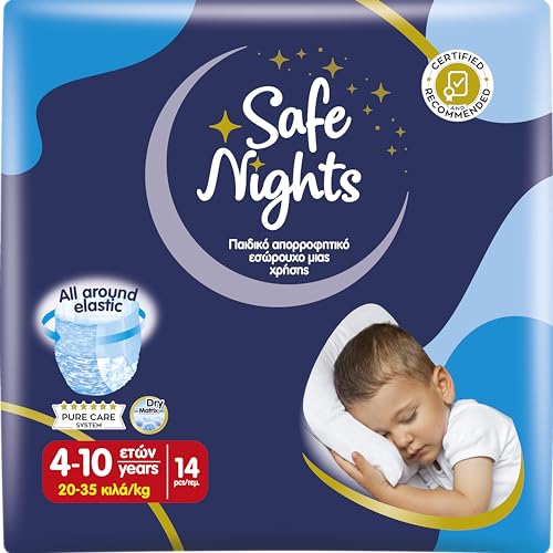 Babylino Safe Nights Boy, Mutandina Assorbente per la Notte per Bambino 4-10 anni (20-35kg), 14 Unità