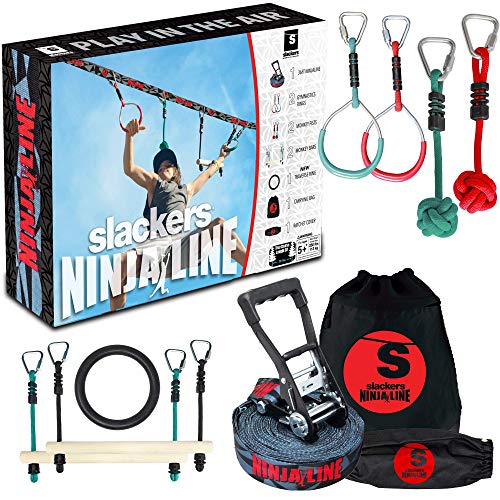 Slackers Ninja Line Starter Set 2021, Percorso Sospeso di 11 Metri, 11 Pezzi, può Essere Utilizzato Anche Come