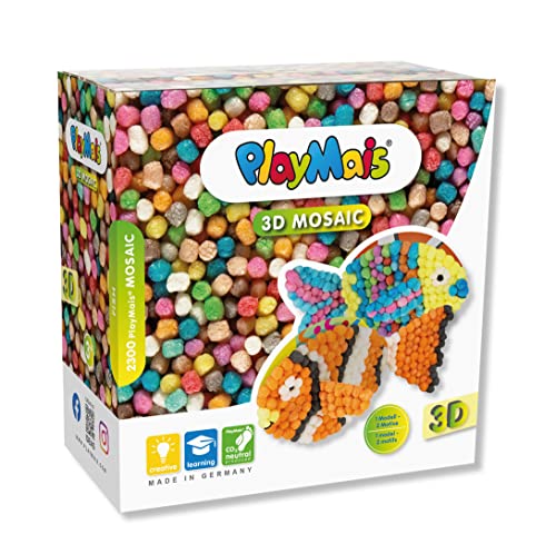 PlayMais Set creativo di pesce mosaico 3D per il fai da te per bambini dai 3 anni in su, oltre 2.300 modelli 3D,