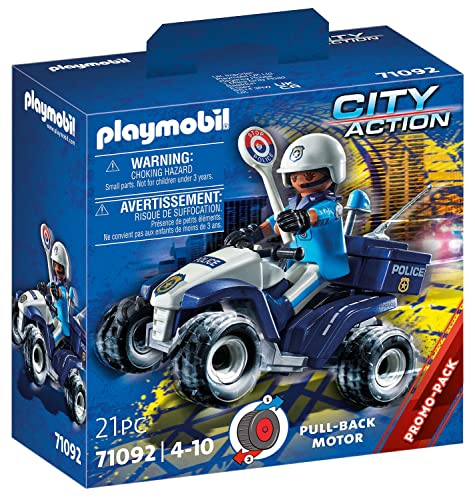 PLAYMOBIL City Action 71092 Police Quad with Pullback Motor, Toy for Children Ages 4+