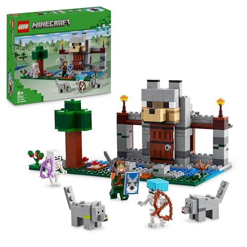 LEGO Minecraft Il Castello del Lupo Giocattolo da Costruire con il Personaggio del Domatore, 2 Animali e 2 Scheletri con