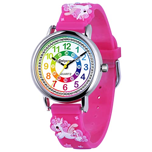 Delycazy Orologio Bambina Bambino, 12 e 24 Orario Movimento al Quarzo Orologio per Bambini, Regalo per Ragazze Ragazzi 4