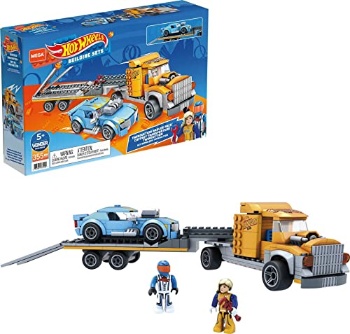 Mega Construx- Set da Costruzione Hot Wheels Camion Trasportatore con Veicolo Twinduction e 2 Micro Personaggi,