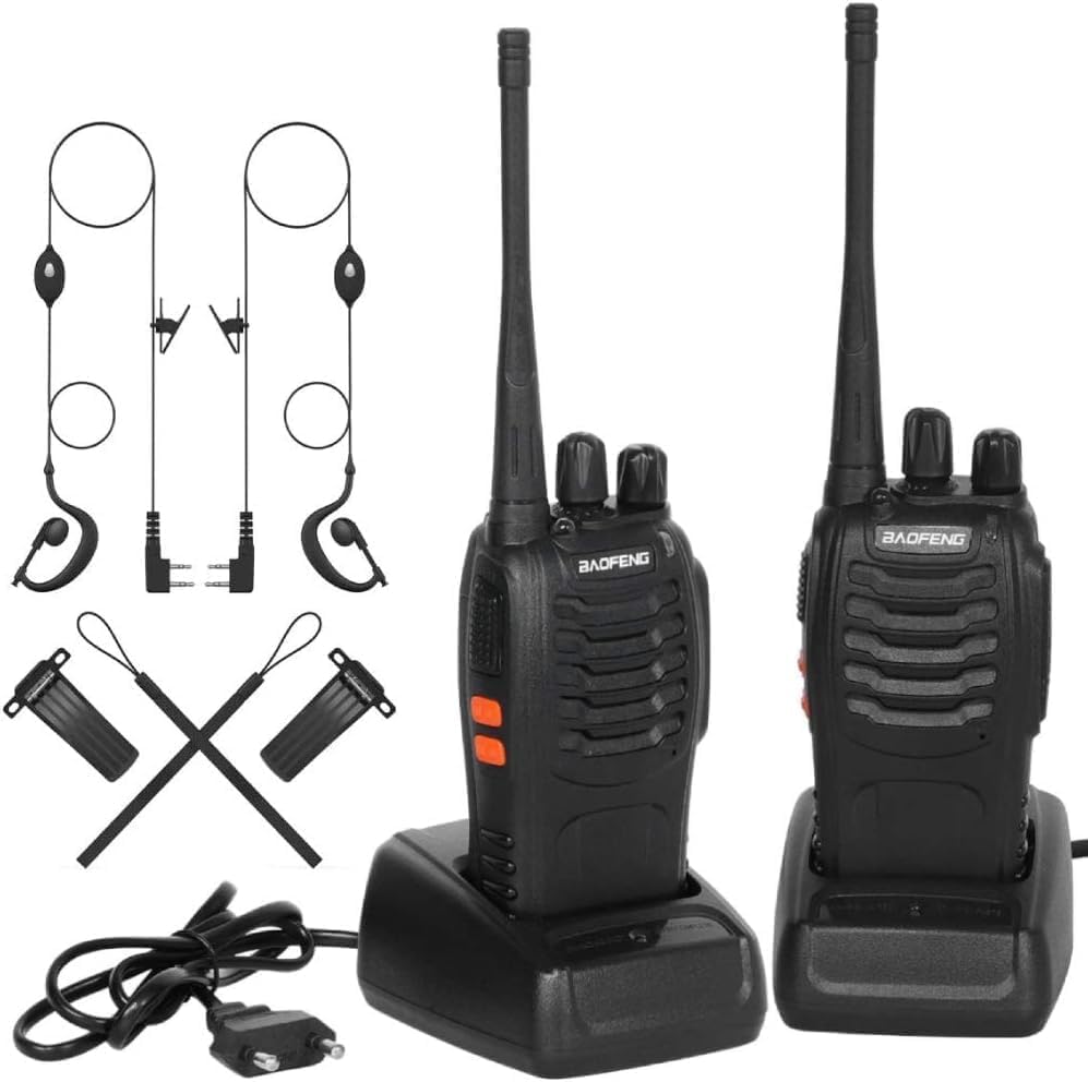 Laspi Walkie Talkie Ricaricabile Lunga Distanza 16 Canali VOX CTCSS/DCS Radio FM Ricetrasmettitore Portatile Walkie