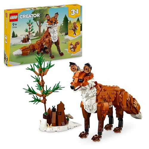 LEGO Creator 3 in 1 Animali della Foresta: Volpe Rossa Giocattolo, Giochi per Bambini e Bambine da 9 Anni in su, Modelli