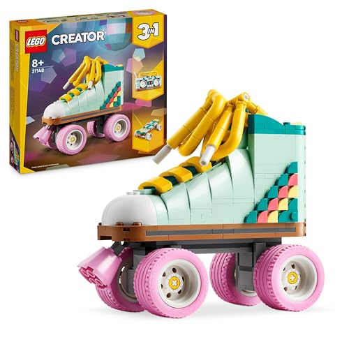 LEGO Creator 3 in 1 Pattino a Rotelle Retrò Trasformabile in Mini Skateboard o Radio Giocattolo Boom Box, Giochi per