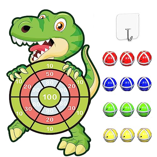 DQMOON Giochi da Giardino Esterno per Bambini 3 4 5 6 7 8 Anni, 76 cm/30 Pollici -12 Palline Adesive Dinosauro