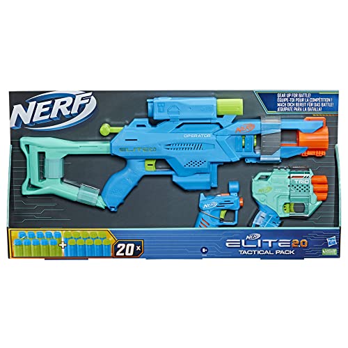 Nerf Elite 2.0, Tactical Pack con 3 blaster contenente il blaster Operator BD-2, il blaster Trio TD-3 e il blaster Ace