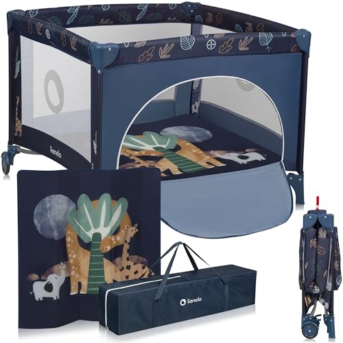 Lionelo BONNIE Box bambini pieghevole 100x100cm dalla nascita fino 15kg con materasso Lettino per neonati da viaggio