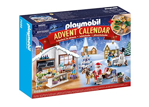 PLAYMOBIL Christmas 71088 Calendario dell'Avvento per Bambini, Pasticceria di Natale con Formine per i Biscotti, Include