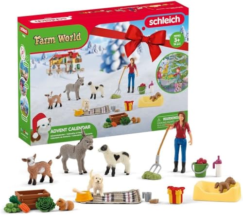 schleich 98983 Calendario dell'avvento FARM WORLD 2023, da 3 anni, FARM WORLD - Playset, 24 pezzi