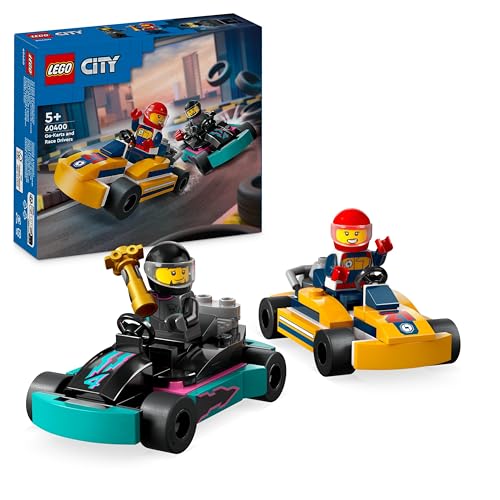 LEGO City Go-Kart e Piloti, Modellini da Costruire di Mini Go Kart da Corsa con 2 Minifigure di Piloti, Veicoli