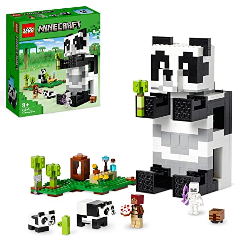 LEGO Minecraft Il Rifugio del Panda, Modellino da Costruire di Casa Giocattolo con Personaggi e Animali, Giochi per