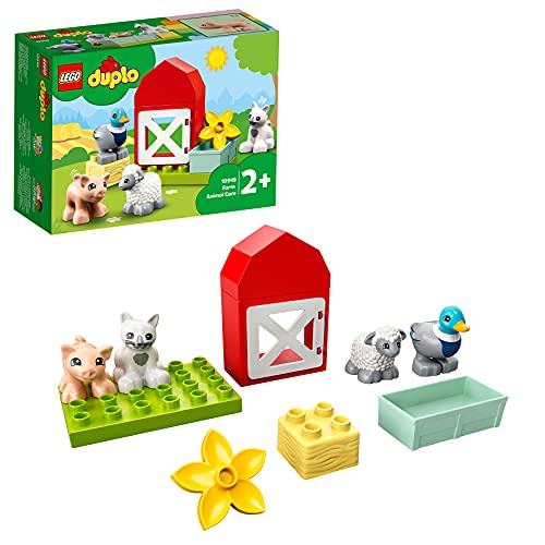 LEGO DUPLO Town Gli Animali della Fattoria, con Anatra, Maiale, Gatto e Mucca Giocattolo, Giochi Creativi per Bambini e