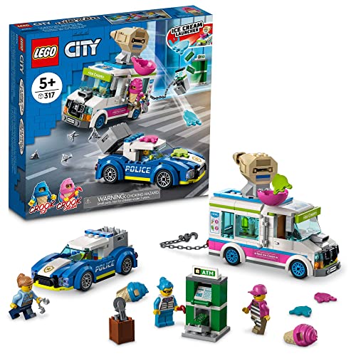 LEGO City Police Il Furgone dei Gelati e l'Inseguimento della Polizia, Giochi per Bambini e Bambine dai 5 Anni in su,