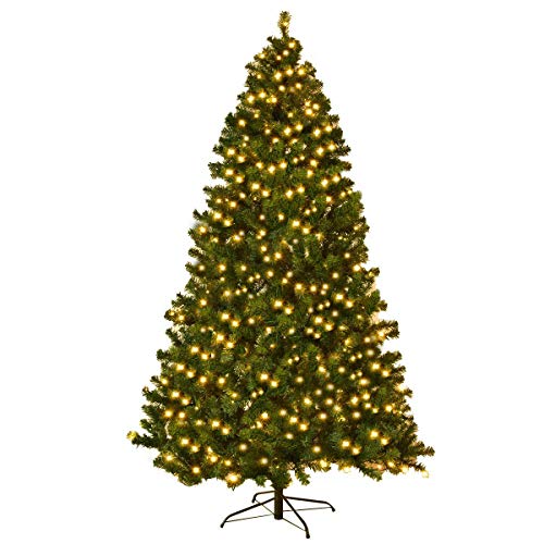 COSTWAY Albero di Natale 210/225/240 cm, Albero di Natale Realistico con 300/400/430 Luci Caldi e 1096/1346/1438 Rami e