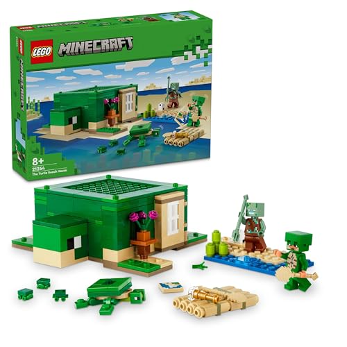 LEGO Minecraft Beach House della Tartaruga, Modellino di Casa Giocattolo da Costruire, Gioco per Bambini e Bambine da 8