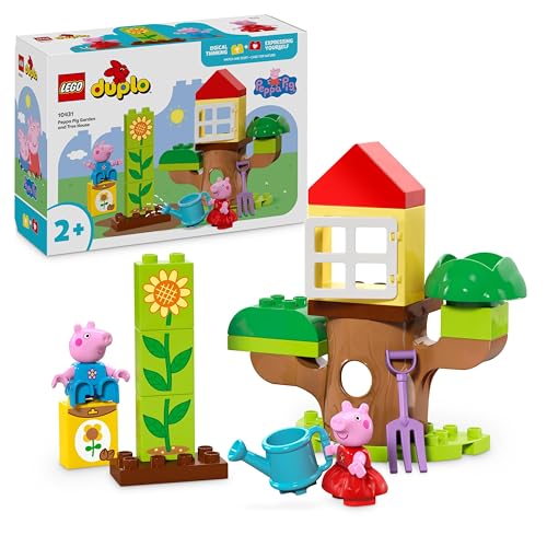 LEGO DUPLO Il Giardino e la Casa sull’Albero di Peppa Pig, Giochi Educativi per Bambine e Bambini da 2 Anni, Playset