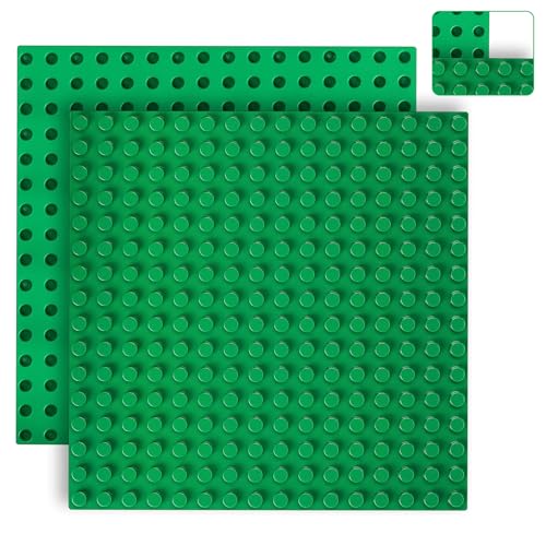 Sprießen 2 Pezzi Base Per Mattoncini Compatibile Con Lego Duplo, 25,6x25,6cm Piastre Di Base Verdi,Base Per