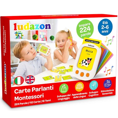 LUDAZON® Carte Parlanti Montessori Bilingue, Il Miglior Giocattolo per l'Apprendimento del Vocabolario, REGALO DI