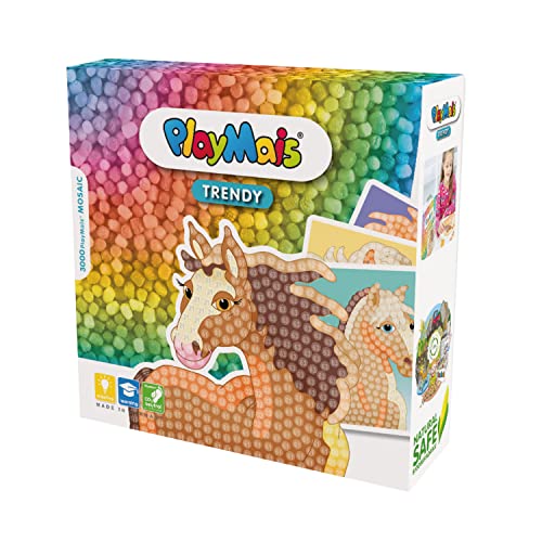 PlayMais Mosaic Trendy Horse Kit Creativo per Bambini dai 6 Anni | Oltre 3.000 Pezzi e 6 Adesivi a Mosaico con Cavalli |