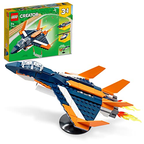 LEGO Creator 3 in 1 Jet Supersonico, con Aereo, Elicottero Giocattolo e Motoscafo, Giochi Creativi con le Costruzione