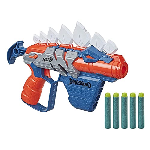 Nerf DinoSquad, Stego-smash, blaster lancia 5 dardi Nerf Elite, giocattoli di dinosauri per bambini e bambine dagli 8