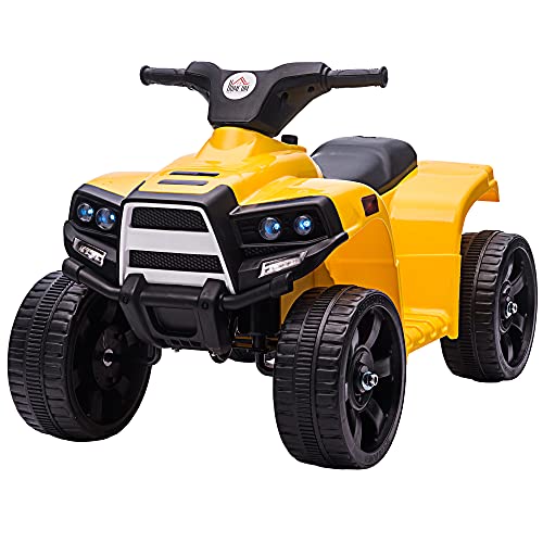 HOMCOM Quad Elettrico per Bambini ATV 6V con Fari e Clacson, Velocità 3km/h, Età 18-36 Mesi, 65x40x43cm, Nero Giallo