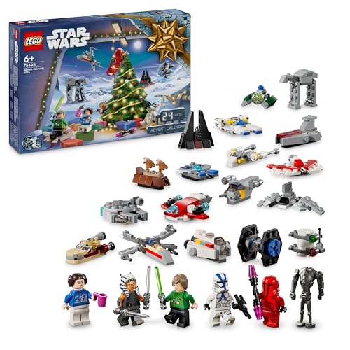 LEGO Star Wars Calendario dell'Avvento 2024, Giocattolo da Collezione con 18 Modellini e 6 Personaggi tra cui la