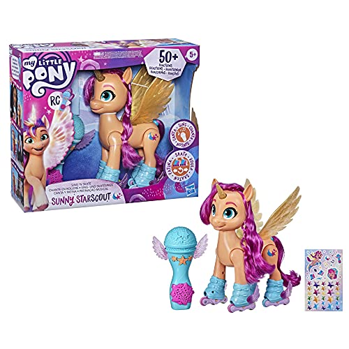 My Little Pony Hasbro Giocattolo Sunny Canta e Pattina, Giocattolo interattivo da 22,5cm, Ispirato al Film Nuova