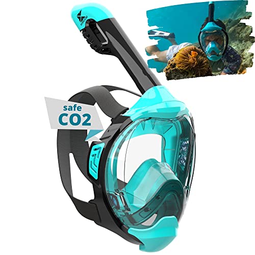 Khroom Maschera da Snorkeling sicura CO2 Maschera a Pieno facciale | Maschera Subacquea per Adulti e Bambini | Maschere