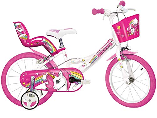 Dino Bikes Unicorn 14' Bicycle, 35,5 Bambina, Bianco e Rosa