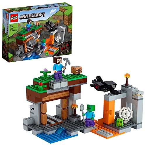 LEGO Minecraft La Miniera Abbandonata, Modellino da Costruire con i Personaggi di Steve, Zombie, Ragno e Slime, Giochi