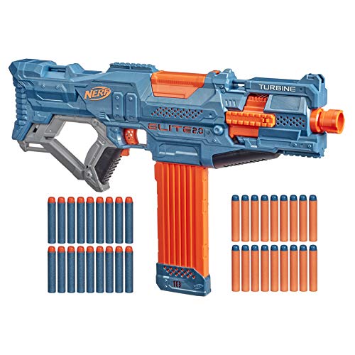 Hasbro Elite 2.0 Turbina CS-18 Blaster motorizzato, 36 Nerf Ufficiali, 18 Freccette, binari Tattici, Punta di Attacco a