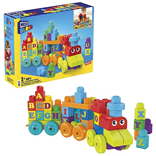 MEGA Bloks - impara con il treno, trenino con blocchi per costruire e imparare l'alfabeto, Giocattolo per Bambini 1+