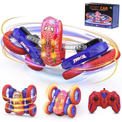 Macchina Telecomandata Spider Acrobatica, Macchinina Radiocomandata 4WD Auto RC con Spettacolo di Luci Giochi Bambini 6