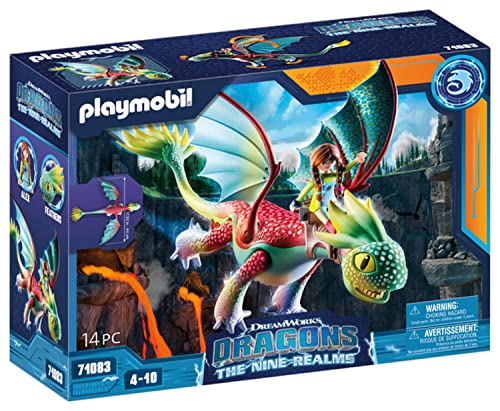 PLAYMOBIL DreamWorks Dragons 71083 Dragons, The Nine Realms, Feathers & Alex, Personaggio di Dragons e Drago Giocattolo,