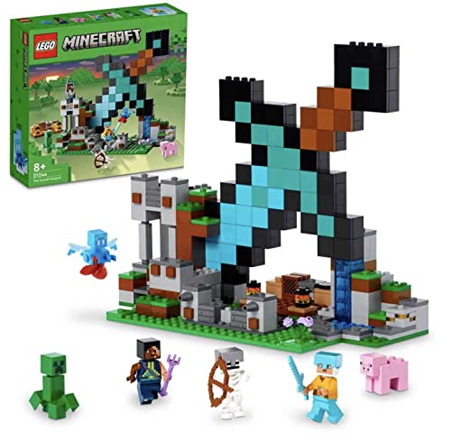 LEGO Minecraft L'Avamposto della Spada Giocattolo da Costruire con Figure di Creeper, Soldato, Guerriero Guardiano e
