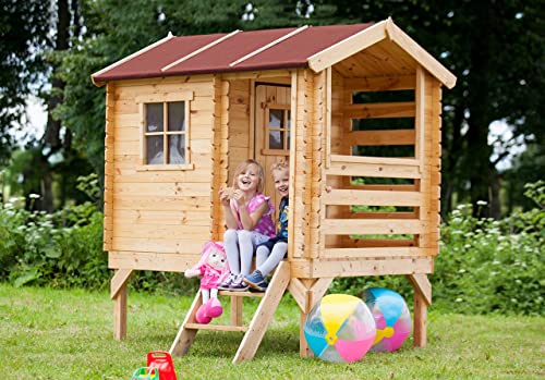 Casetta legno per bambini - Casetta giocattolo per bambini - L182xL146xA205cm/ 1.1m2 - Casetta da gioco da esterno -