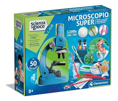 Clementoni Lab Super-Laboratorio con 50 Esperimenti di Scienza, Microscopio per Bambini