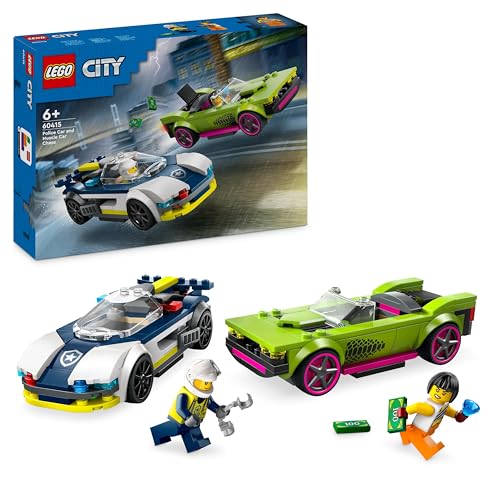 LEGO City Inseguimento della Macchina da Corsa, Set con 2 Modellini di Auto da Costruire della Polizia, Giocattolo per