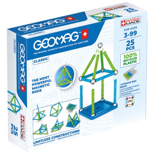 Geomag Classic - 25 Pieces- Magnetic Construction for Children - Green Collection - 100