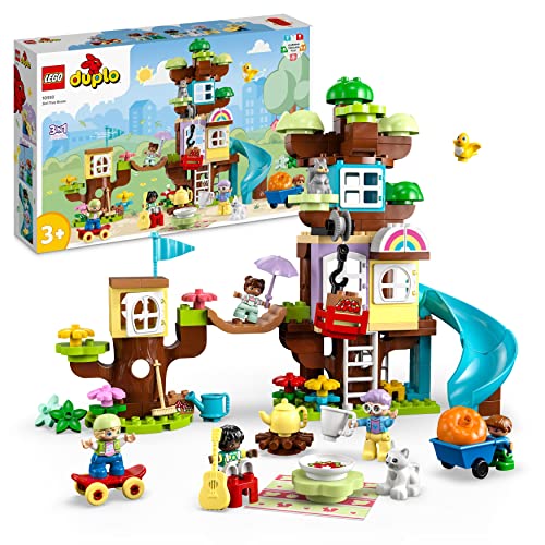 LEGO DUPLO Casa sull’Albero 3 in 1, Giochi per Bambini, Bambine dai 3 Anni in su, Attività Didattiche con 4 Figure
