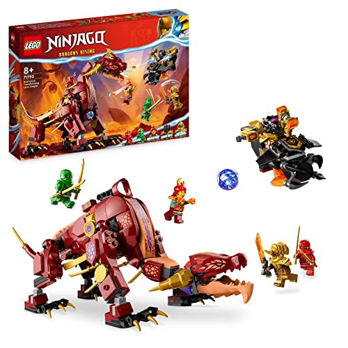 LEGO NINJAGO Dragone di Lava Transformer Heatwave, Serie Dragons Rising con Figura di Drago Giocattolo e Minifigure di