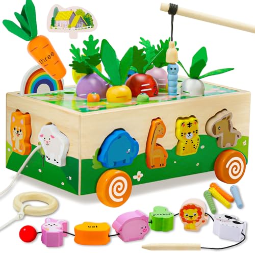 MutoToy ® Giochi Bambini 1 Anno, 6-in-1 Giochi Educativi Montessori 1 2 3 4 Anni, Giocattolo Educativo in Legno,