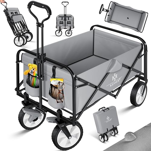 KESSER® Carrello Pieghevole Carrello a Mano Carretto da Trasporto | incl. 2 Tasche a Rete | Pieghevole | Ruote in PVC |