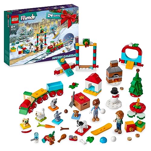 LEGO Friends Calendario dell'Avvento 2023, 24 Regali a Sorpresa Incluse Mini Bamboline di Leo e Autumn e 8 Animali