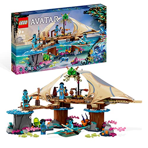 LEGO Avatar La Casa Corallina di Metkayina, Scene di Pandora con Villaggio, Canoa e Minifigure di Neytiri e Tonowari dal