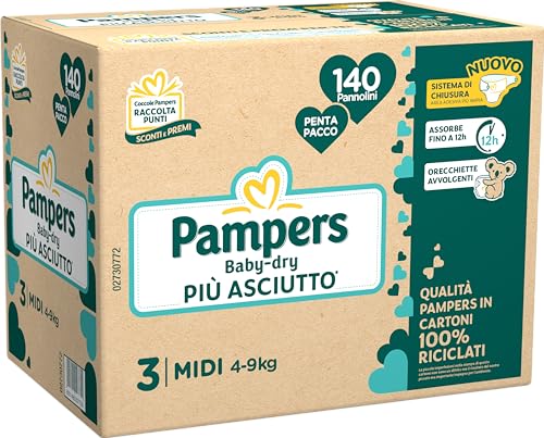 Pampers Penta Baby Dry Midi, Taglia 3, Pacco scorta da 140 Pannolini